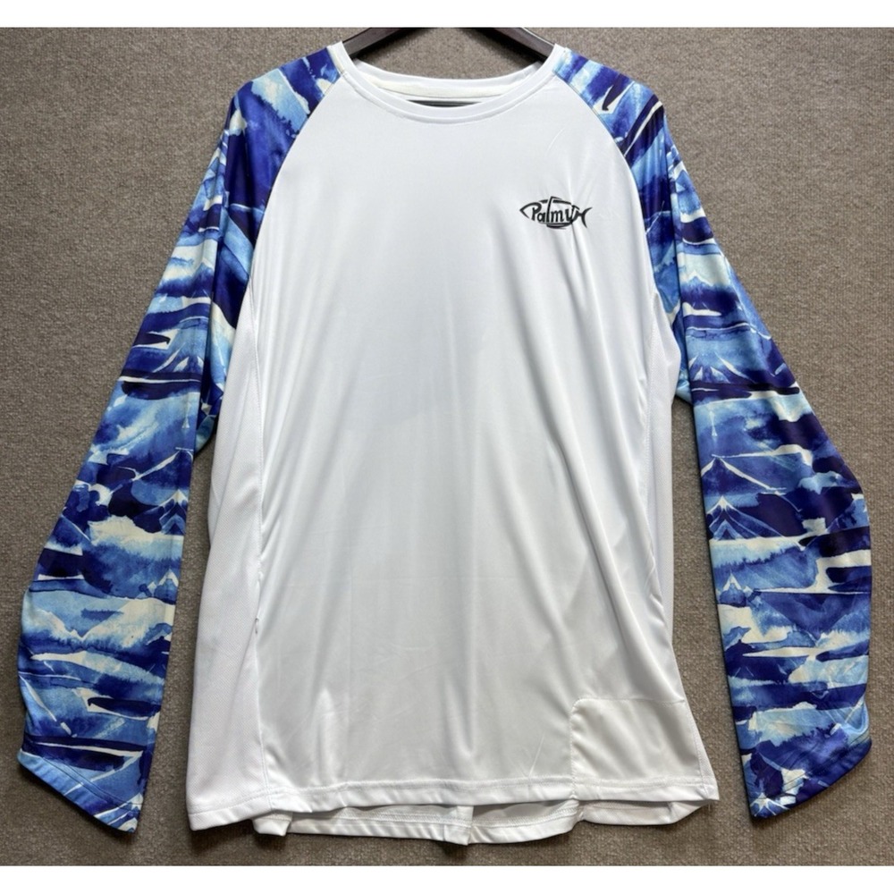 Palmyth Men's Fishing XL Shirt Tuna Patriotic Long Sleeve UV Sun Protection